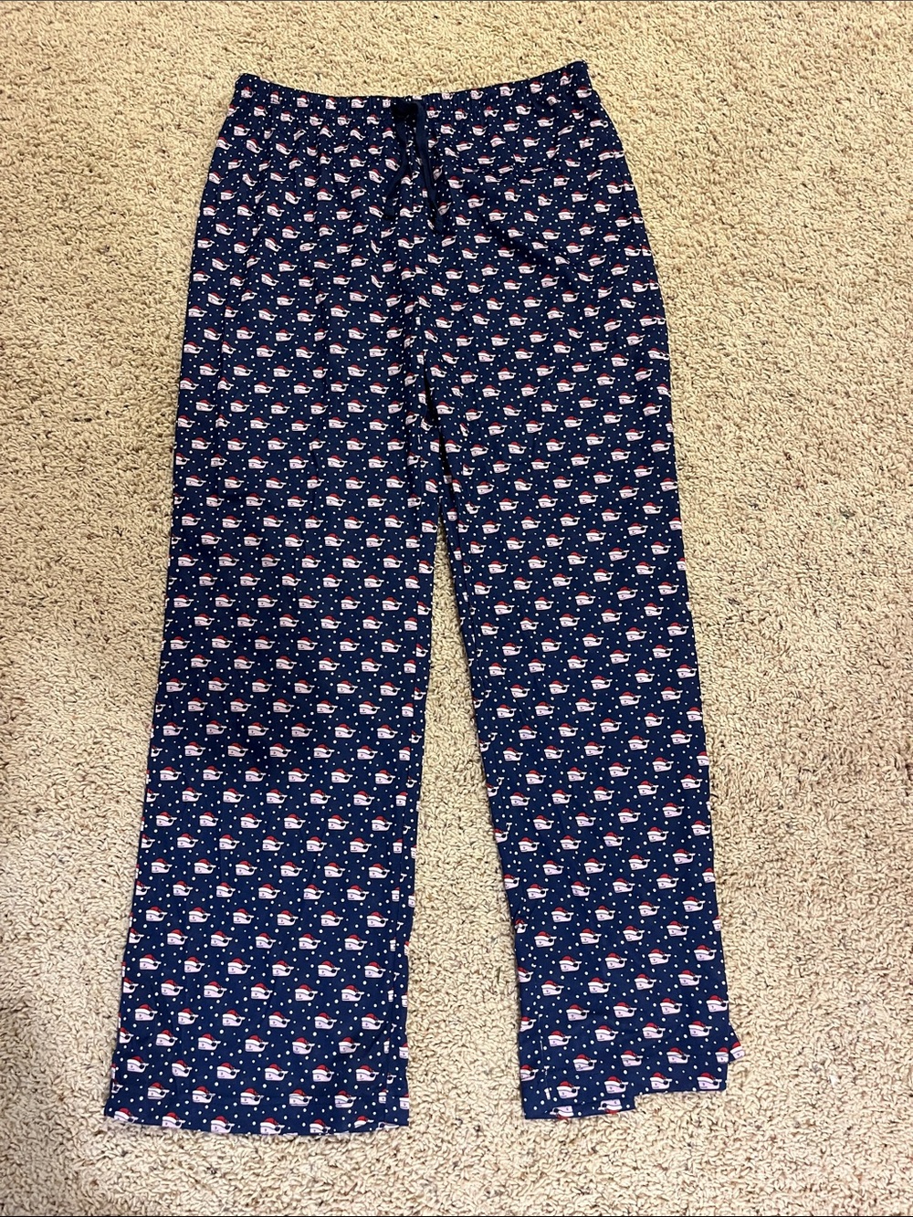 Vineyard Vines Navy Pajama Pants with Red & White Christmas Print